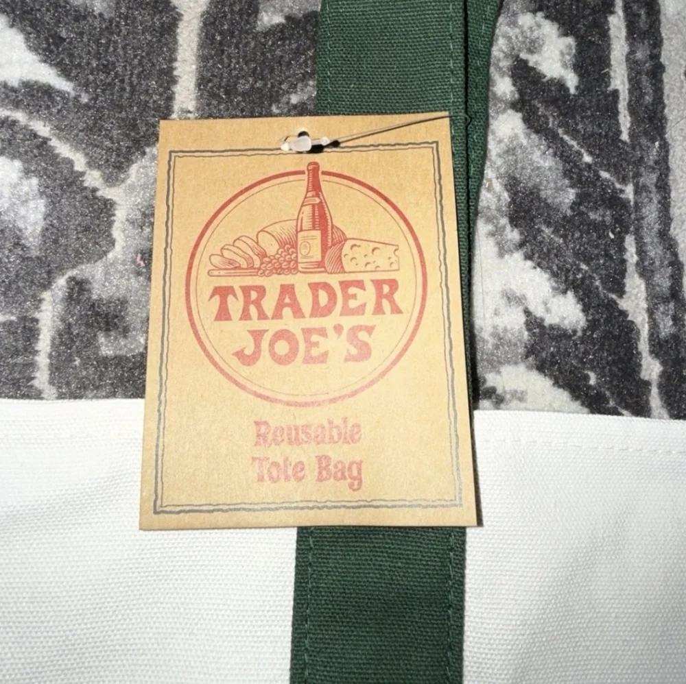 Trader Joe's NEW Dark Green Limited Release Classic Canvas Tote Bag - Picture 2 of 4
